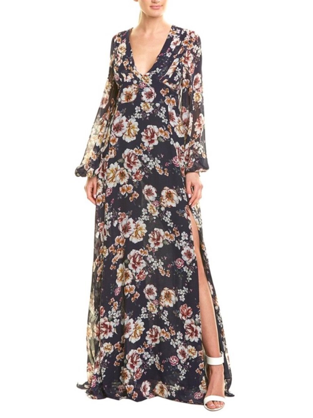 NICHOLAS Garden Rose Floral Maxi Dress Navy Blue Size 2 NWT